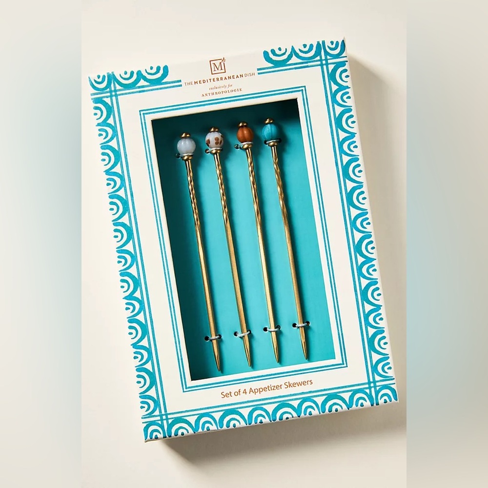 New Anthropologie Home Decor The Mediterranean Dish Appetizer Skewers Set of 4